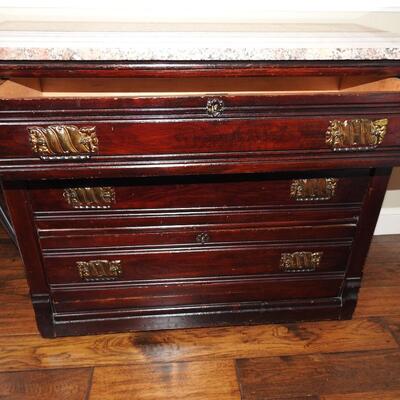 Victorian Marble Topped 3 Draw Chest