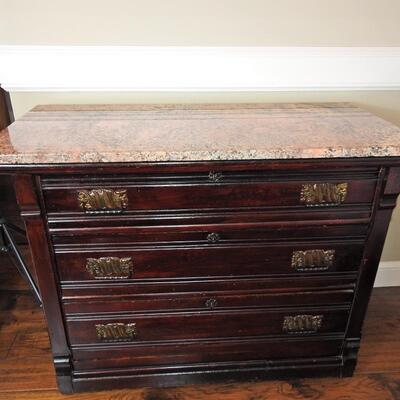 Victorian Marble Topped 3 Draw Chest