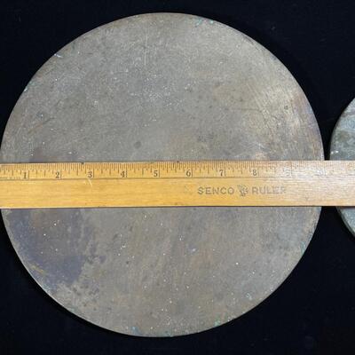 Pair of Antique Undecorated Chinese Bronze Mirrors