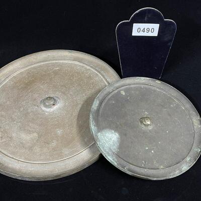 Pair of Antique Undecorated Chinese Bronze Mirrors