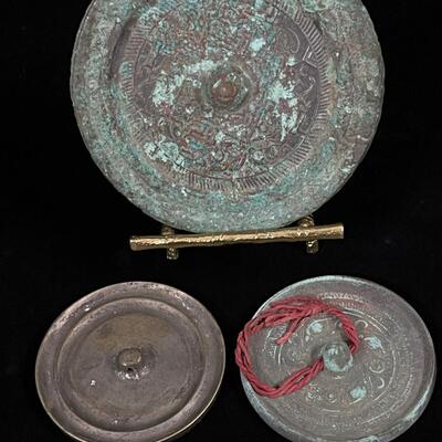 Lot of 3 Antique Chinese Bronze Mirrors