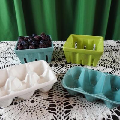 Decorative egg crates and berry baskets