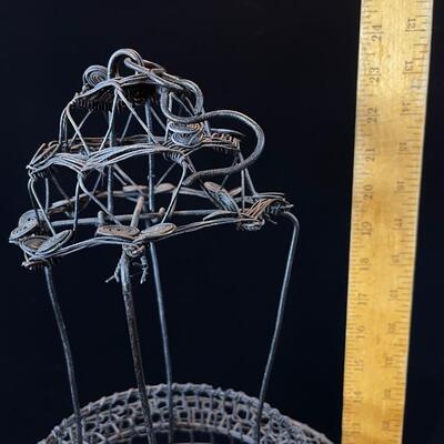 Old Wire Construction Hanging Candle Lantern