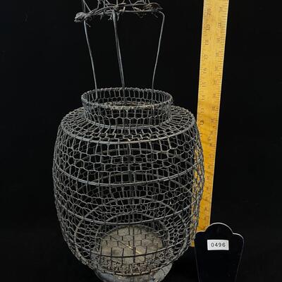 Old Wire Construction Hanging Candle Lantern