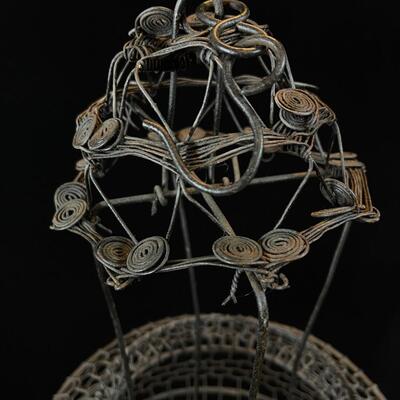 Old Wire Construction Hanging Candle Lantern