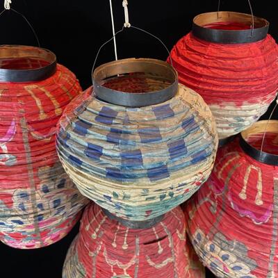 Six Vintage Chinese Paper Lanterns