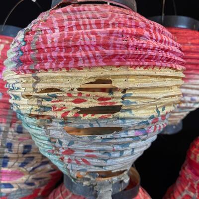 Six Vintage Chinese Paper Lanterns