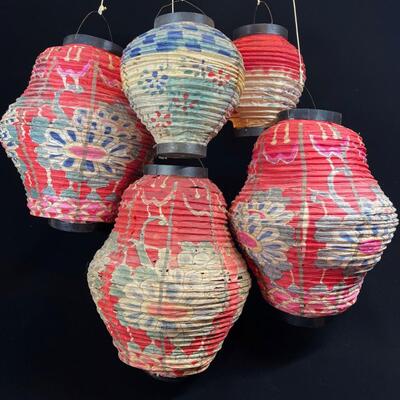 Six Vintage Chinese Paper Lanterns