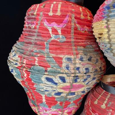 Six Vintage Chinese Paper Lanterns