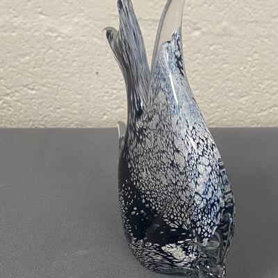 Signed Vintage Art Glass Fish Paperweight