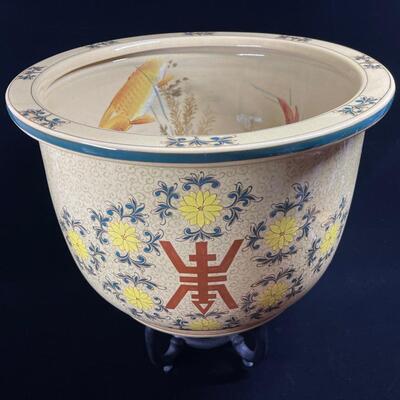 Very Large and Wonderful Vintage Chinese Ceramic Fish Bowl