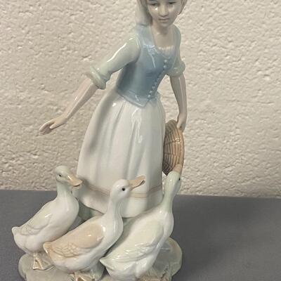 St. Michael Porcelain "Woman with 3 Geese" Figurine