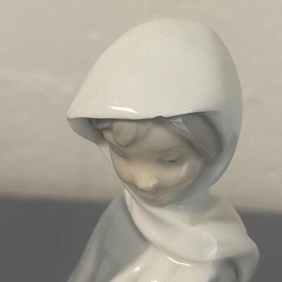 Lladro Porcelain "Woman Holding Rooster and Egg Basket" Figurine