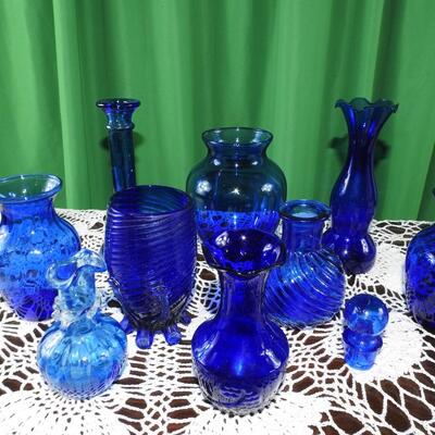 Blue glass collection