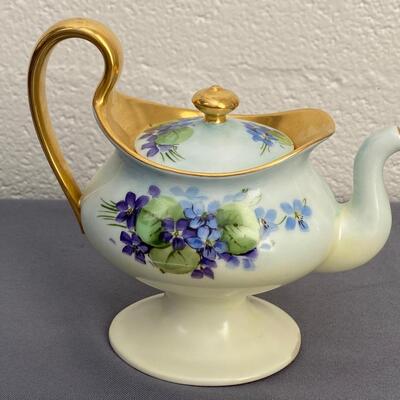 Antique T &V Limoges Handpainted Purple Violet Teapot