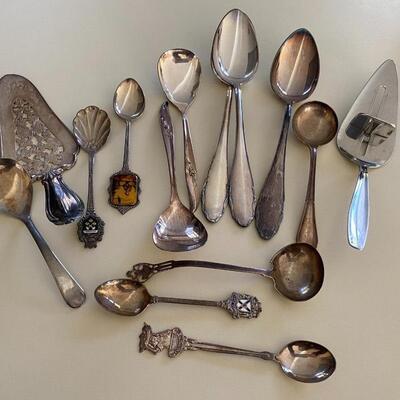 Sterling Silver Sauce Ladle and Silver Plate Flatware