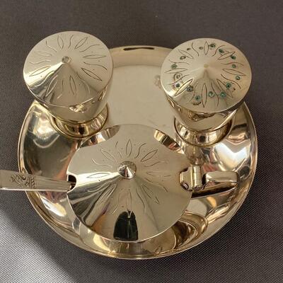 Vintage Angora EPNS Silver Plate on Nickel Silver Condiments Caddy