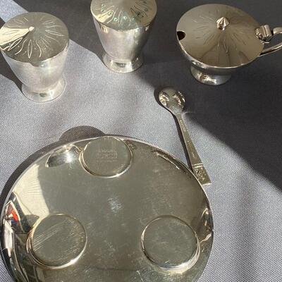 Vintage Angora EPNS Silver Plate on Nickel Silver Condiments Caddy