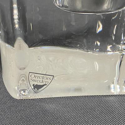 Pair of Orrefors Crystal "Puzzle" Candle Votives