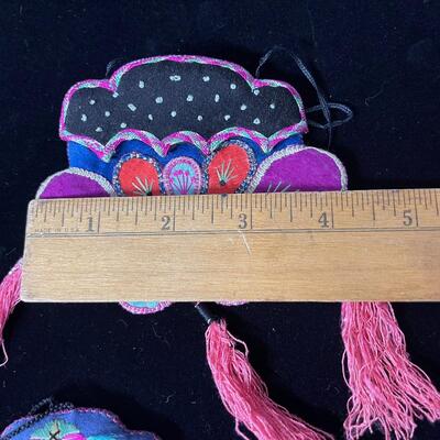 A Lot of Vintage Chinese Embroidered Accessories -Purse, lanterns, mirror