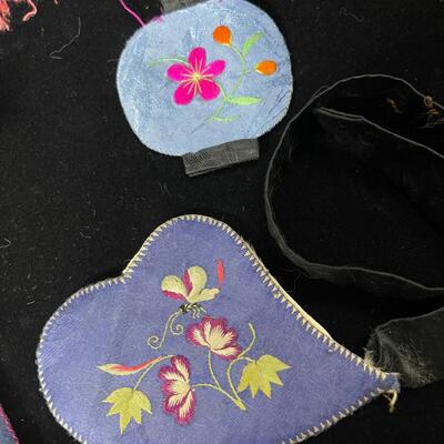 A Lot of Vintage Chinese Embroidered Accessories -Purse, lanterns, mirror