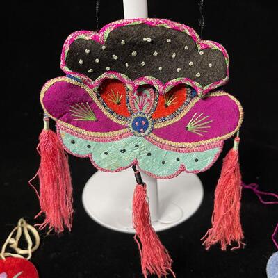 A Lot of Vintage Chinese Embroidered Accessories -Purse, lanterns, mirror