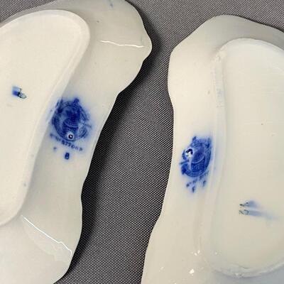 Pair of 2 Bone Dishes Flow Blue