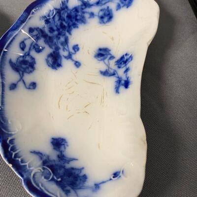 Pair of 2 Bone Dishes Flow Blue