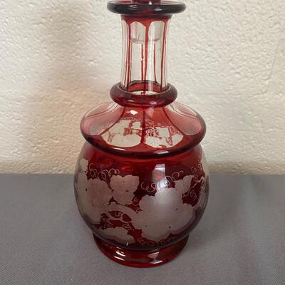 Vintage Ruby Red Glass Decanter