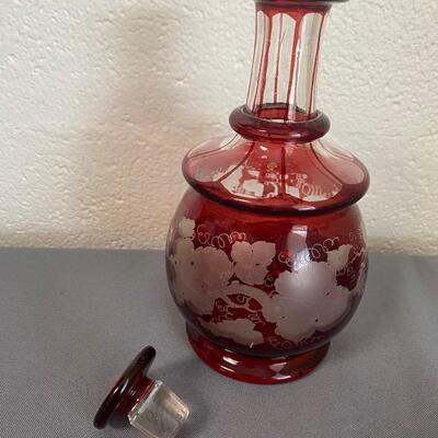 Vintage Ruby Red Glass Decanter
