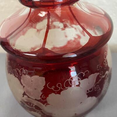 Vintage Ruby Red Glass Decanter