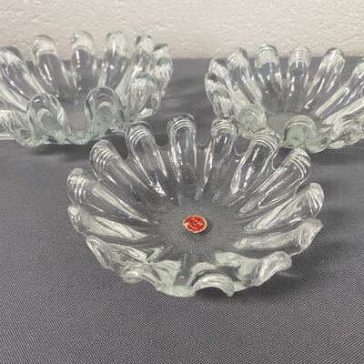 3 Flower-Shaped Glass Dishes,