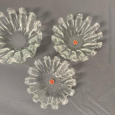 3 Flower-Shaped Glass Dishes,