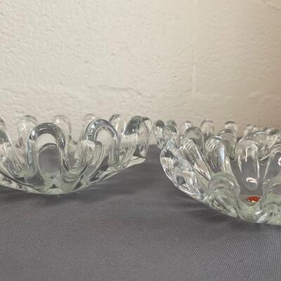 3 Flower-Shaped Glass Dishes,