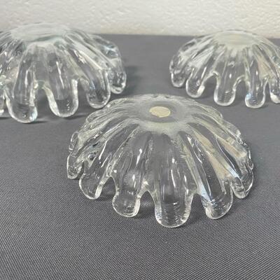 3 Flower-Shaped Glass Dishes,