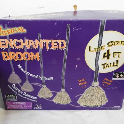 10 pc Halloween Decor: Enchanted Broom (works), Candy Bowls, Purple Hat