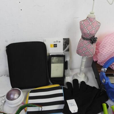 27 pc Personal Care Lot: Anti-Snore Strap, Gloves, Alarm Clock, Snowman Tie