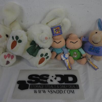 5 Stuffed Animals, Kellytoy Ziggy Stuffed Animals, 2 Bunnies
