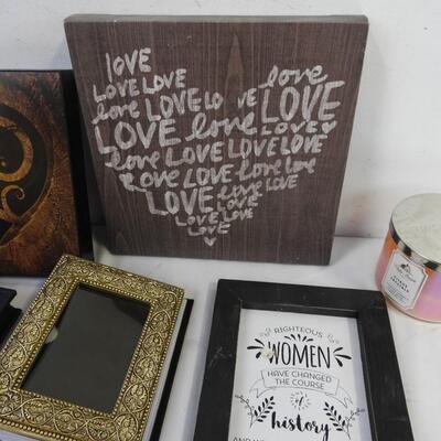 15 pc Home Decor: Wall Signs, Candles, Votives, Photo Albums