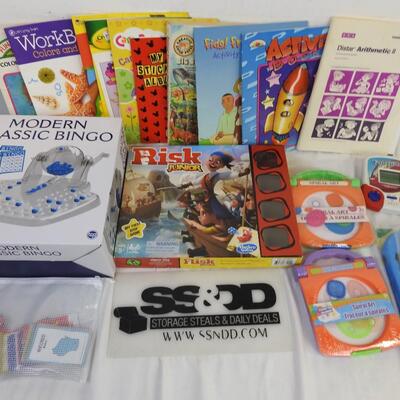 17 pc Games and Books, Learning Books, Spiral Art, Risk Junior, Bingo