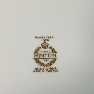 24 Minton "Golden Fern" Bone China Dinner Plates