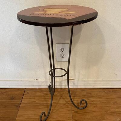 Small Metal Leg Bistro Style Side Table Plant Stand