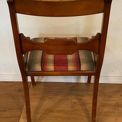 Small Vintage Wood Chair with Southwest Design Seat