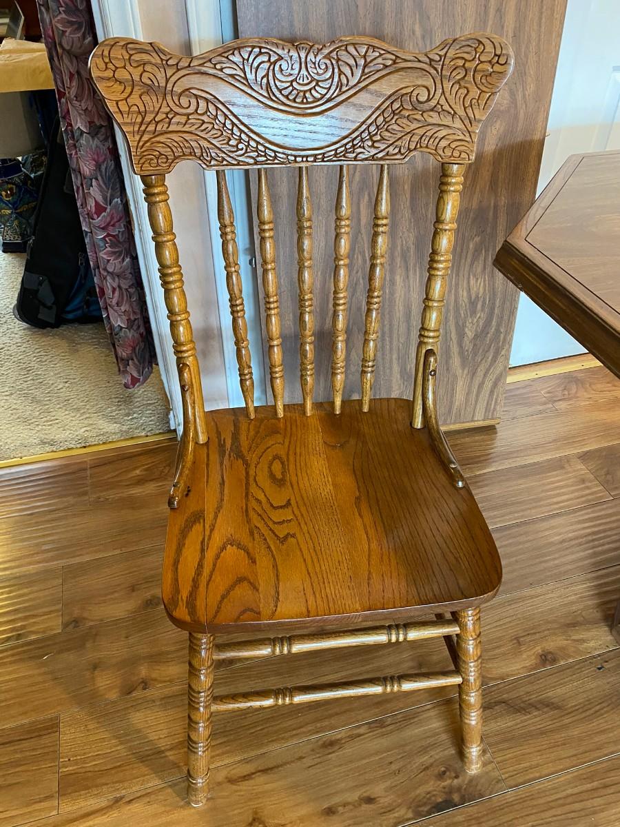 Oak Octagon Dining Table with Two Chairs