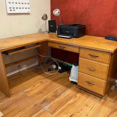 Oak Corner L Shaped Computer Office Desk