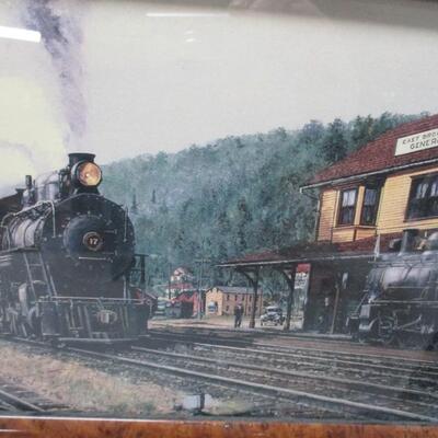 150 Years Of Erie Railroad Tin Sign & Framed Train Pictures