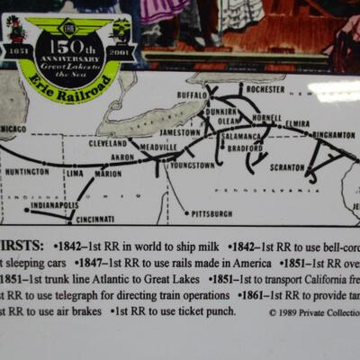 150 Years Of Erie Railroad Tin Sign & Framed Train Pictures