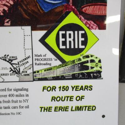 150 Years Of Erie Railroad Tin Sign & Framed Train Pictures