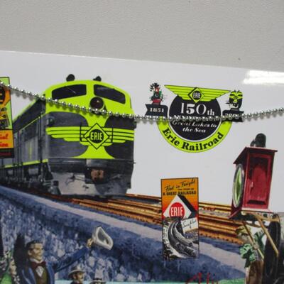 150 Years Of Erie Railroad Tin Sign & Framed Train Pictures
