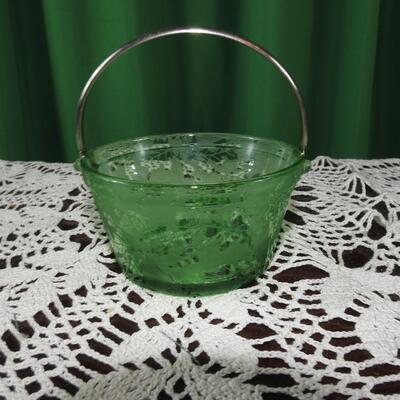 Green Depression Glass Bucket